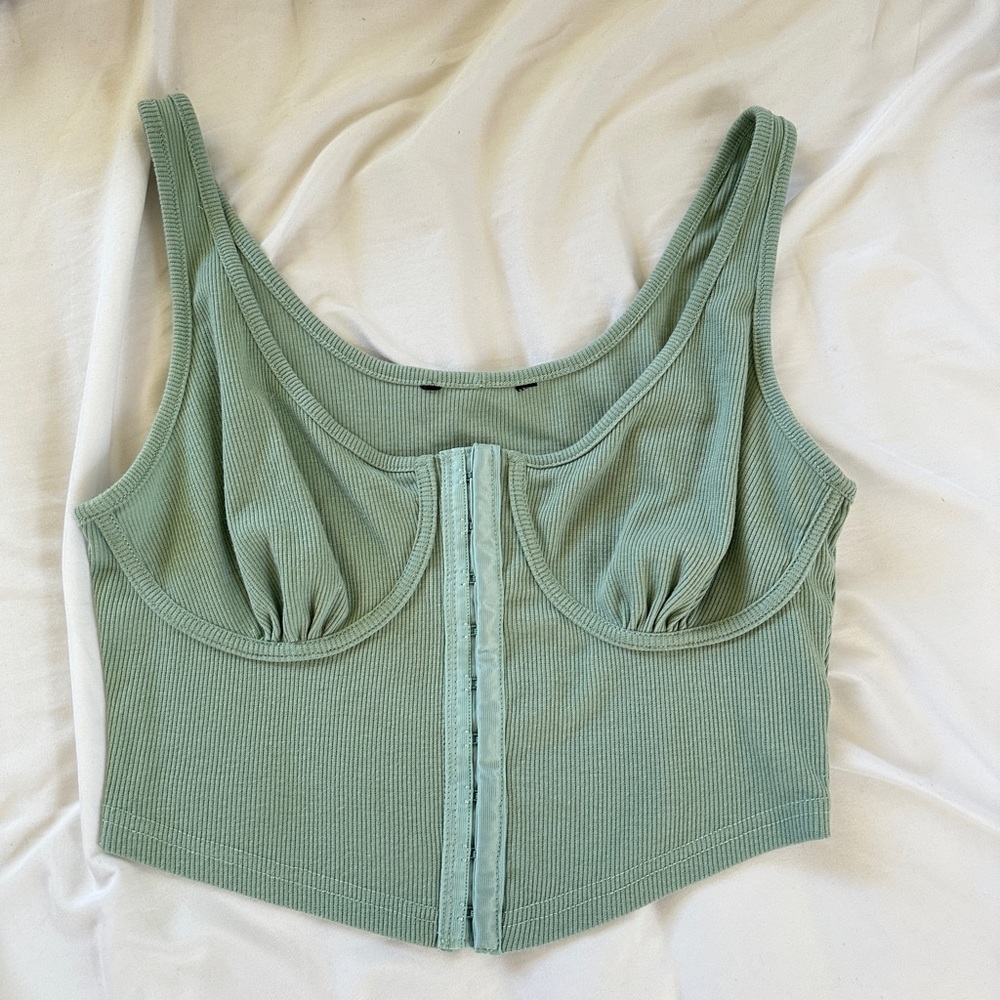Green corset/ bustier crop top size M